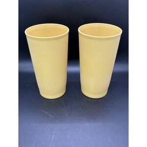 Vintage Tupperware Yellow Plastic 12 oz Tumbler  - Set of 2